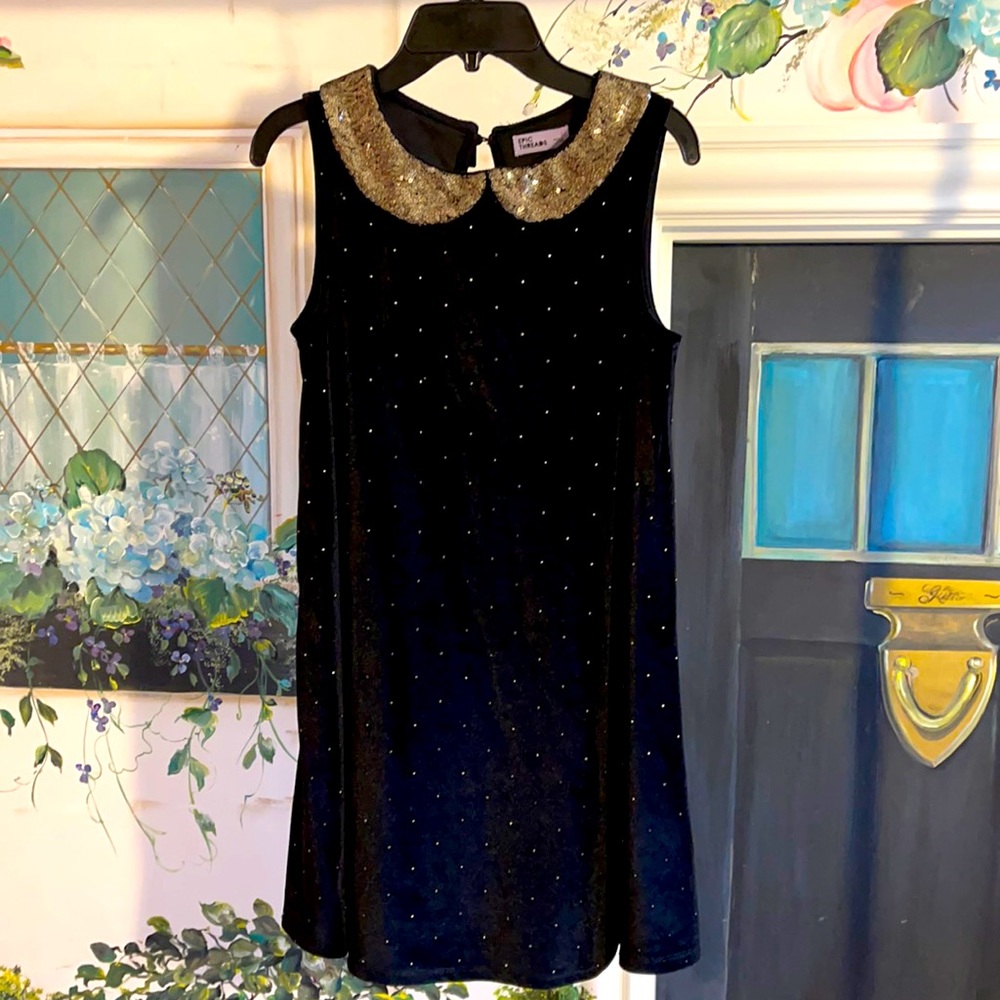 Epic Threads velvet, sequin collared, studded party dress girls size L (12)